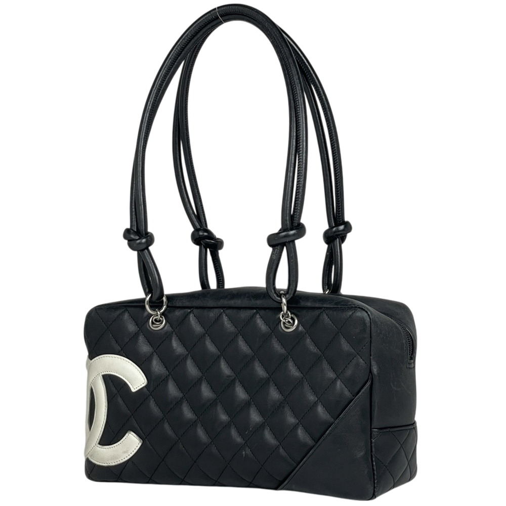 Chanel CHANEL Shoulder Bag Cambon Line Bowling Coco Mark Matelassé Leather Bl...
